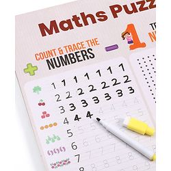 Babyhug Wooden Maths Puzzle Board for Kids| Learn Counting, Number Tracing & Matching| Montessori-Inspired Educational Toy| Early Brain Development| Motor Skills| Gift for Boys & Girls