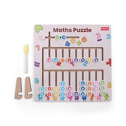 Babyhug Wooden Maths Puzzle Board for Kids| Learn Counting, Number Tracing & Matching| Montessori-Inspired Educational Toy| Early Brain Development| Motor Skills| Gift for Boys & Girls