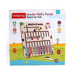 Babyhug Wooden Maths Puzzle Board for Kids| Learn Counting, Number Tracing & Matching| Montessori-Inspired Educational Toy| Early Brain Development| Motor Skills| Gift for Boys & Girls