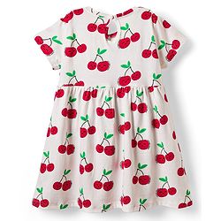 Babyhug Single Jersey Knit Half Sleeves Frocks With Bow & Tropical Theme Pack Of 2 - Red & White