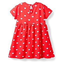 Babyhug Single Jersey Knit Half Sleeves Frocks With Bow & Tropical Theme Pack Of 2 - Red & White