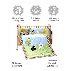 Babyhug Premium Cotton Crib Bedding Set Farm Theme Large Pack of 6 - Light Green (Cot not Included)
