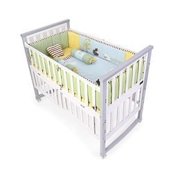 Babyhug Premium Cotton Crib Bedding Set Farm Theme Large Pack of 6 - Light Green (Cot not Included)