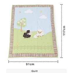 Babyhug Premium Cotton Crib Bedding Set Farm Theme Large Pack of 6 - Light Green (Cot not Included)