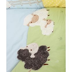 Babyhug Premium Cotton Crib Bedding Set Farm Theme Large Pack of 6 - Light Green (Cot not Included)