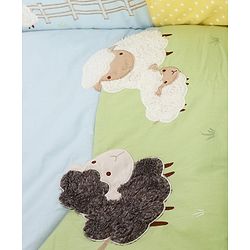 Babyhug Premium Cotton Crib Bedding Set Farm Theme Large Pack of 6 - Light Green (Cot not Included)