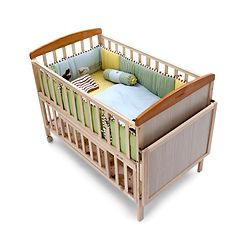 Babyhug Premium Cotton Crib Bedding Set Farm Theme Small Pack of 6 - Light Green (Cot not Included)