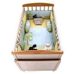 Babyhug Premium Cotton Crib Bedding Set Farm Theme Small Pack of 6 - Light Green (Cot not Included)