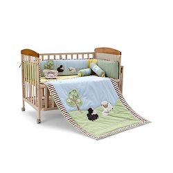 Babyhug Premium Cotton Crib Bedding Set Farm Theme Small Pack of 6 - Light Green (Cot not Included)