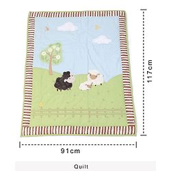 Babyhug Premium Cotton Crib Bedding Set Farm Theme Small Pack of 6 - Light Green (Cot not Included)