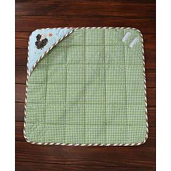 Babyhug Premium Cotton Hooded Wrapper Farm Theme - Yellow