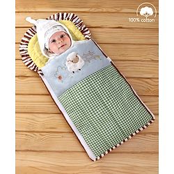 Babyhug Premium Cotton Baby Nest Bag Farm Theme - Yellow & Blue