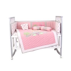 Babyhug Premium Cotton Embroidered Crib Bedding Set Seahorse Theme Large Pack of 6 - Pink