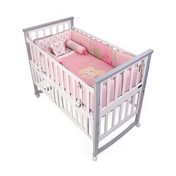 Babyhug Premium Cotton Embroidered Crib Bedding Set Seahorse Theme Large Pack of 6 - Pink
