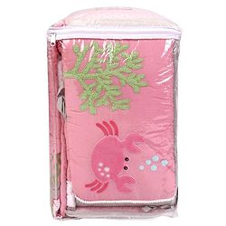 Babyhug Premium Cotton Embroidered Crib Bedding Set Seahorse Theme Large Pack of 6 - Pink