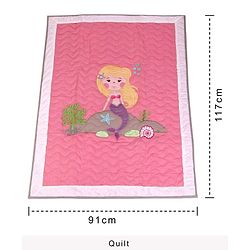 Babyhug Premium Cotton Embroidered Crib Bedding Set Seahorse Theme Large Pack of 6 - Pink