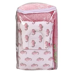 Babyhug Premium Cotton Embroidered Crib Bedding Set Seahorse Theme Large Pack of 6 - Pink