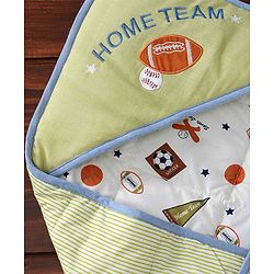 Babyhug Premium Cotton Hooded Wrapper Sports Theme - Cream