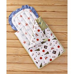 Babyhug Premium Cotton Baby Nest Bag Sports Theme - Multicolour