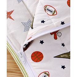 Babyhug Premium Cotton Baby Nest Bag Sports Theme - Multicolour