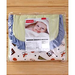 Babyhug Premium Cotton Baby Nest Bag Sports Theme - Multicolour