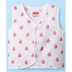 Babyhug 100% Cotton Cambric Woven Front Open Sleeveless Jhabla with Fruit Print Pack of 3 - Yellow Pink & White