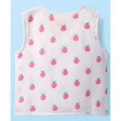 Babyhug 100% Cotton Cambric Woven Front Open Sleeveless Jhabla with Fruit Print Pack of 3 - Yellow Pink & White