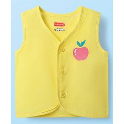 Babyhug 100% Cotton Cambric Woven Front Open Sleeveless Jhabla with Fruit Print Pack of 3 - Yellow Pink & White