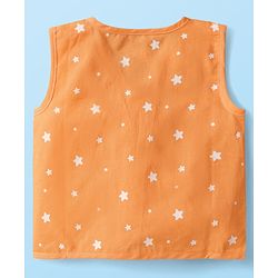 Babyhug 100% Cotton Cambric Woven Sleeveless Front Open Jhablas With Stripes & Vehicle Print Pack of 3 - Orange White & Yellow