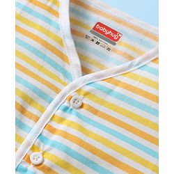 Babyhug 100% Cotton Cambric Woven Sleeveless Front Open Jhablas With Stripes & Vehicle Print Pack of 3 - Orange White & Yellow