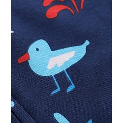 Babyhug Cotton Knit Full Sleeves Footed Sleepsuit With Nautical Theme Print - Navy Blue