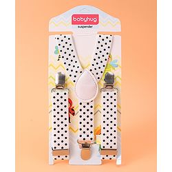 Babyhug Suspender with Polka Dot Design Free Size - White