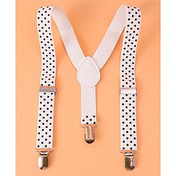 Babyhug Suspender with Polka Dot Design Free Size - White