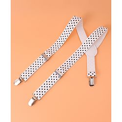 Babyhug Suspender with Polka Dot Design Free Size - White