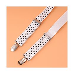 Babyhug Suspender with Polka Dot Design Free Size - White