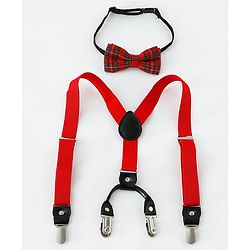 Babyhug Bow and Suspender Set - Red