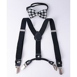 Babyhug Free Size Bow and Suspender Set - Black