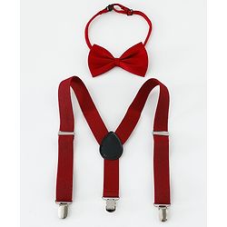 Babyhug Bow and Suspender Set - Wine