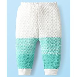 Babyhug Knit Full Sleeves Front Open Sweater Set with Booties & Cap Cable Knit Design - White & Turquoise
