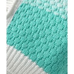 Babyhug Knit Full Sleeves Front Open Sweater Set with Booties & Cap Cable Knit Design - White & Turquoise