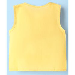 Babyhug 100% Cotton Front Open Sleeveless Jhablas With Stripes & Animal Print Pack Of 3 - Yellow & White