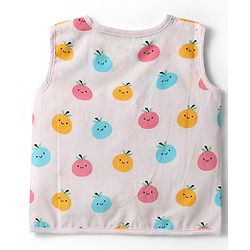 Babyhug 100% Cotton Cambric Woven Sleeveless Front Open Jhablas With Tropical Theme Print Pack of 3 - Light Blue Yellow & Light Pink