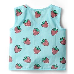 Babyhug 100% Cotton Cambric Woven Sleeveless Front Open Jhablas With Tropical Theme Print Pack of 3 - Light Blue Yellow & Light Pink