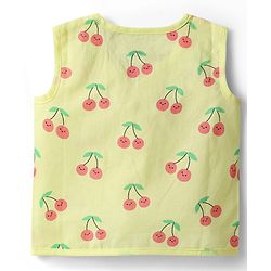 Babyhug 100% Cotton Cambric Woven Sleeveless Front Open Jhablas With Tropical Theme Print Pack of 3 - Light Blue Yellow & Light Pink