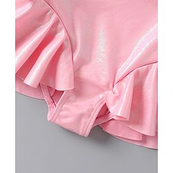 Babyhug Sleeveless Frock Swimsuit With Bow Applique - PInk