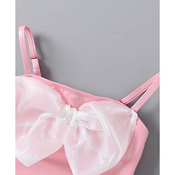 Babyhug Sleeveless Frock Swimsuit With Bow Applique - PInk