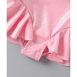 Babyhug Sleeveless Frock Swimsuit With Bow Applique - PInk