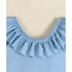 Babyhug Sleeveless Solid Colour Frock Swimsuit - Light Blue