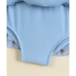 Babyhug Sleeveless Solid Colour Frock Swimsuit - Light Blue