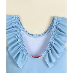 Babyhug Sleeveless Solid Colour Frock Swimsuit - Light Blue